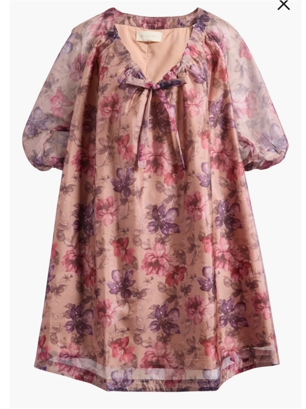 Bubble sleeve shift dress floral